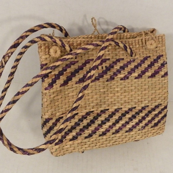 unbranded Handbags - Basket Purse Handbag Vintage 80's Natural Woven